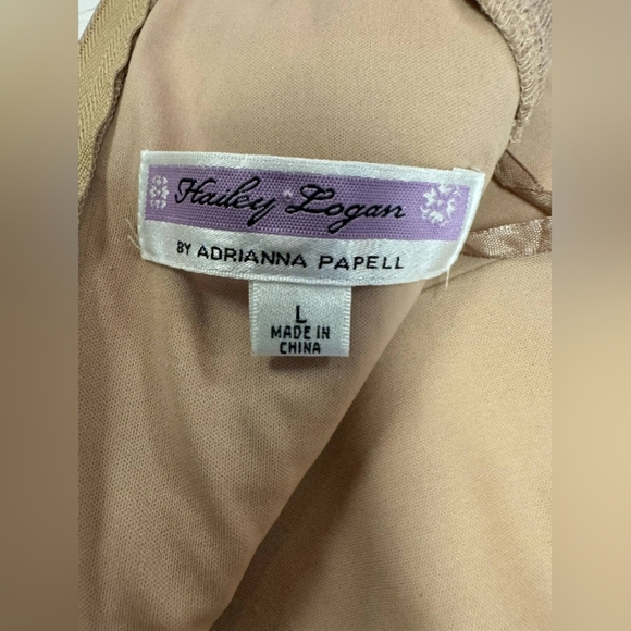 Hailey Logan By Adrianna Papell NWT Textured Tan Bodycon Dress Size Large - Picture 7 of 10